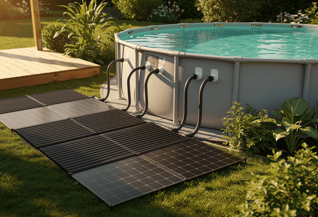 Installation de chauffage solaire pour piscine hors sol