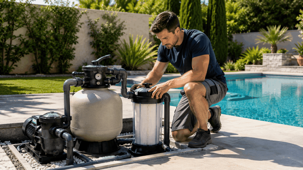 Vérification du système de filtration de piscine
