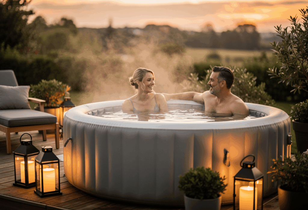 un couple profitant de spa gonflable