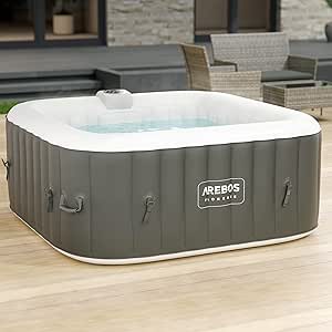 Arebos spa gonflable carré 154x154 cm 4 places jacuzzi extérieur