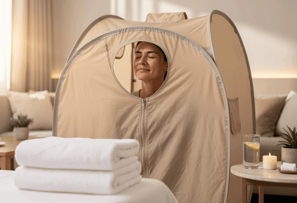 Séance de détente dans un sauna portable