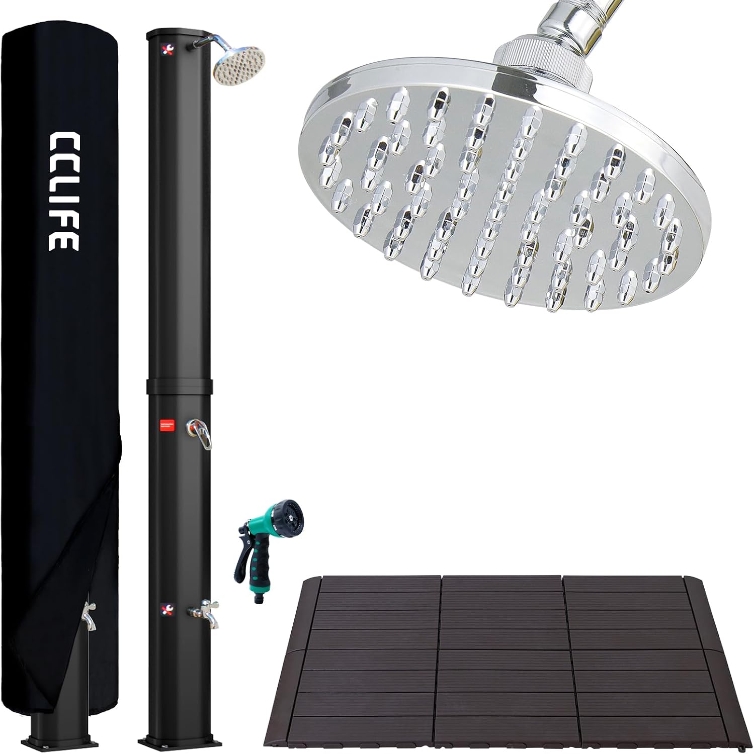 CCLIFE douche solaire piscine 40 litres plancher housse