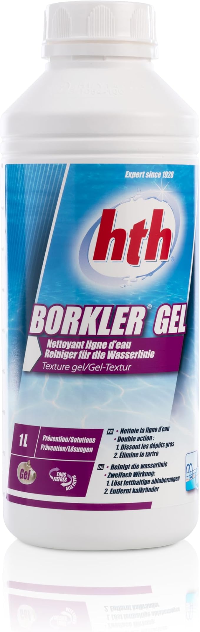 HTH Borkler Gel nettoyant ligne d'eau piscine 2-en-1 détartrant dégraissant