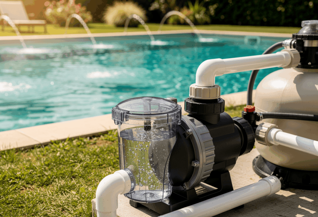 Pompe de piscine correctement amorcée