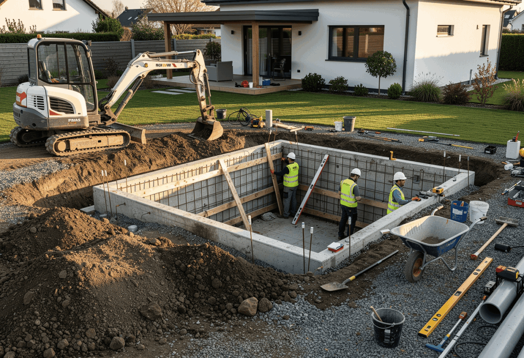 Un chantier de construction de piscine