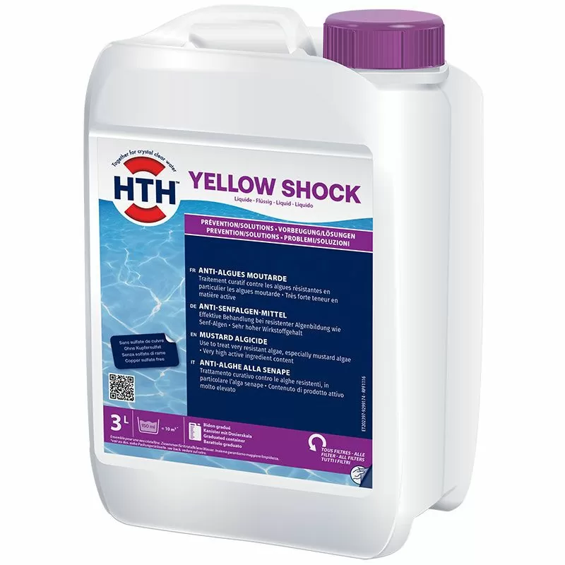 HTH Yellow Shock liquide 3L anti-algue moutarde piscine