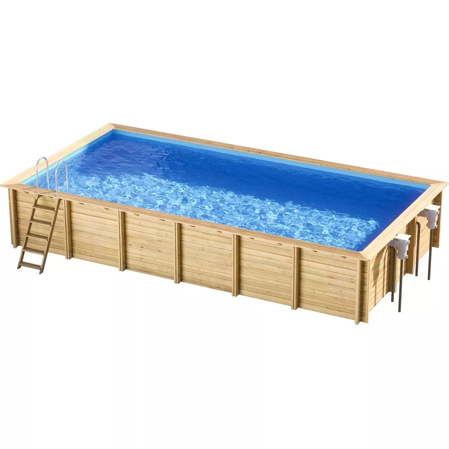 Cerland Weva kit piscine enterrée bois pin 8x4 m