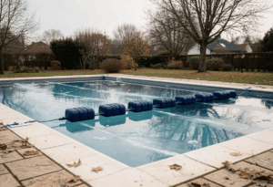 Flotteurs d’hivernage installés dans une piscine