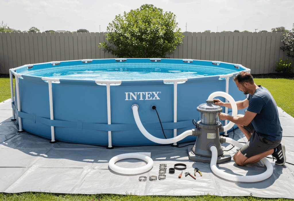 Installation complète de la pompe de piscine