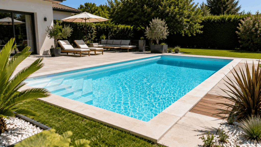Piscine coque polyester installée