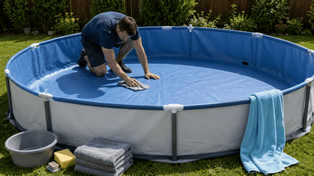 Préparer la piscine avant de la plier